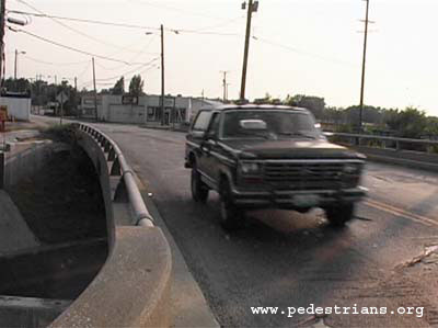 Photo - Highway bridge on Route B has no room for pedestrians.